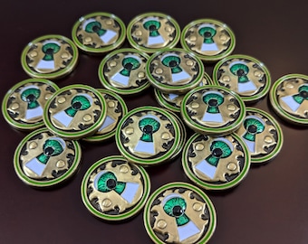 Arkham Metal Clue: Dreaded Discovery - Unofficial Luxury Clue Tokens Compatible with Arkham Horror LCG