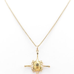 Antique Victorian Etruscan revival gold pendant necklace
