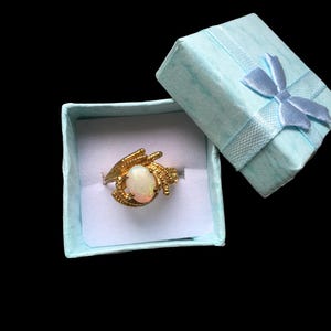 vintage gold and opal cabochon statement ring
