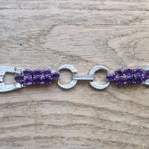 vintage silver and amethyst articulated bracelet