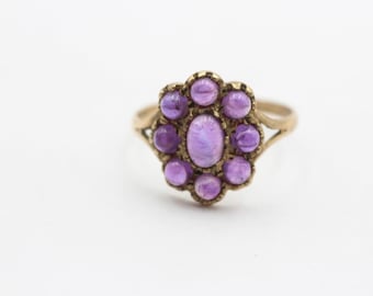 Gold Antique amethyst cabochon cluster ring