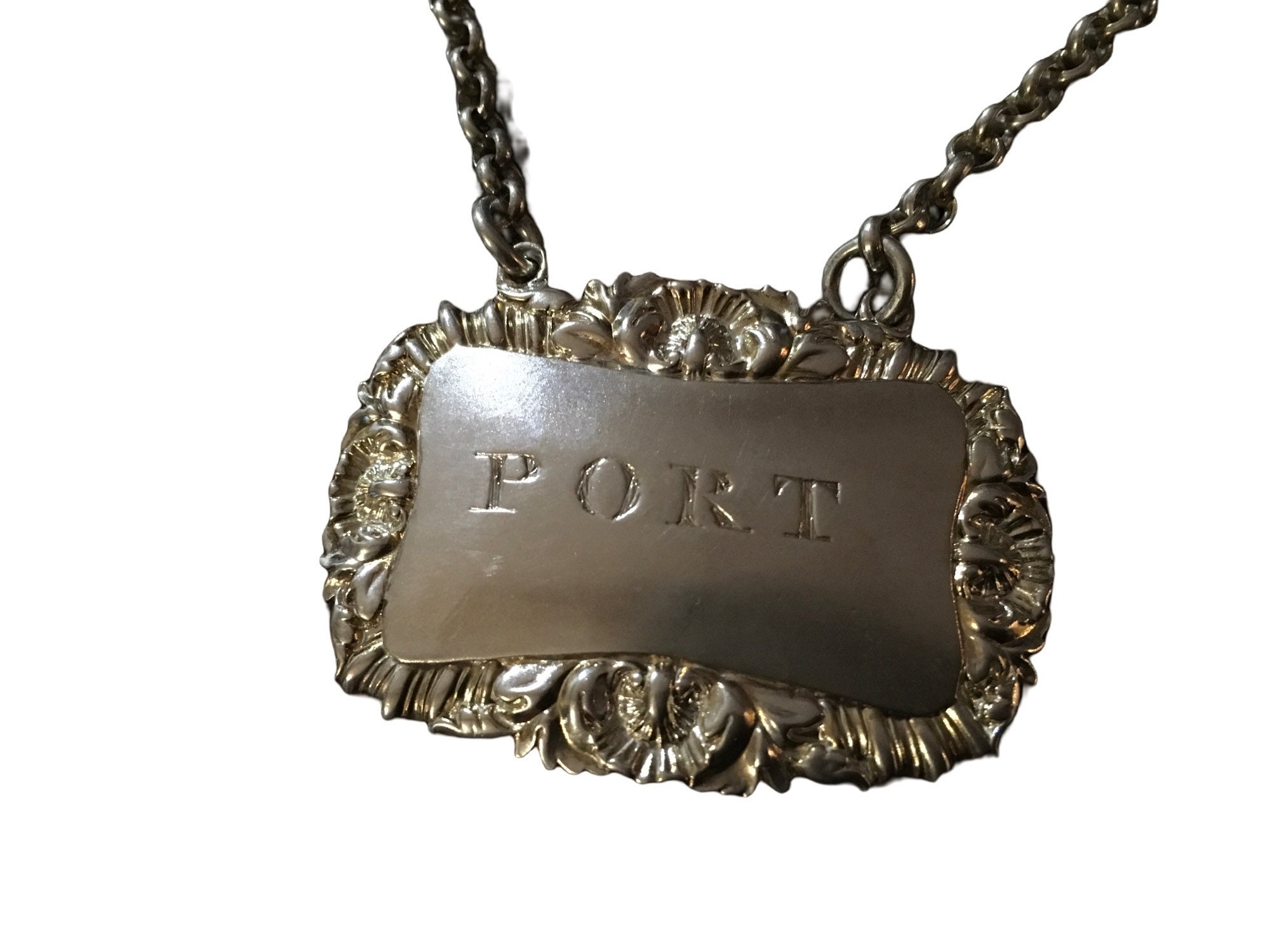 Étiquette de Port Antique en Argent Sterling George Iii Par Les Fabricants Rebecca Emes et Edward Ba