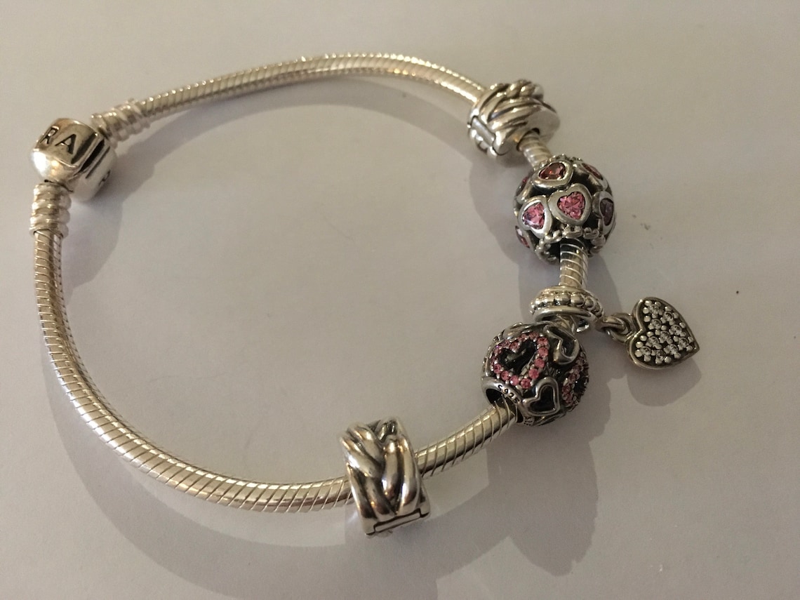 Silver Pandora bracelet with silver Pandora charms Etsy