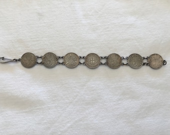 Bracelet Vintage Pièces Napoléon III - Argenté, Occasion Excellent état