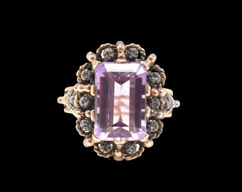 Very Rare Large antique Georgian gold amethyst and diamond statement ring “ring of heavens”