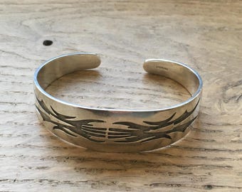 vintage sterling silver Millennial Celtic cuff bangle