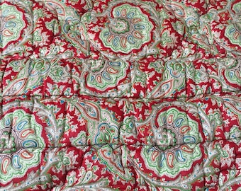 Edredón nórdico antiguo francés de mezcla de seda y algodón, único y raro, con estampado paisley.