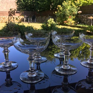 set of 6 french antique crystal champagne flutes