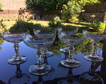 set of 6 french antique crystal champagne flutes