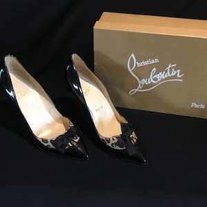 Christian louboutin Paris High heeled pony skin black patent shoes