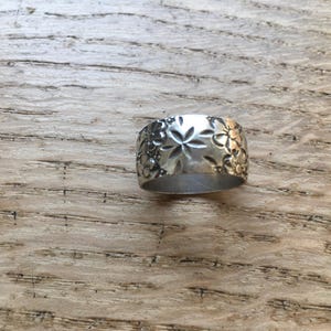 Vintage floral Silber breit Bandring