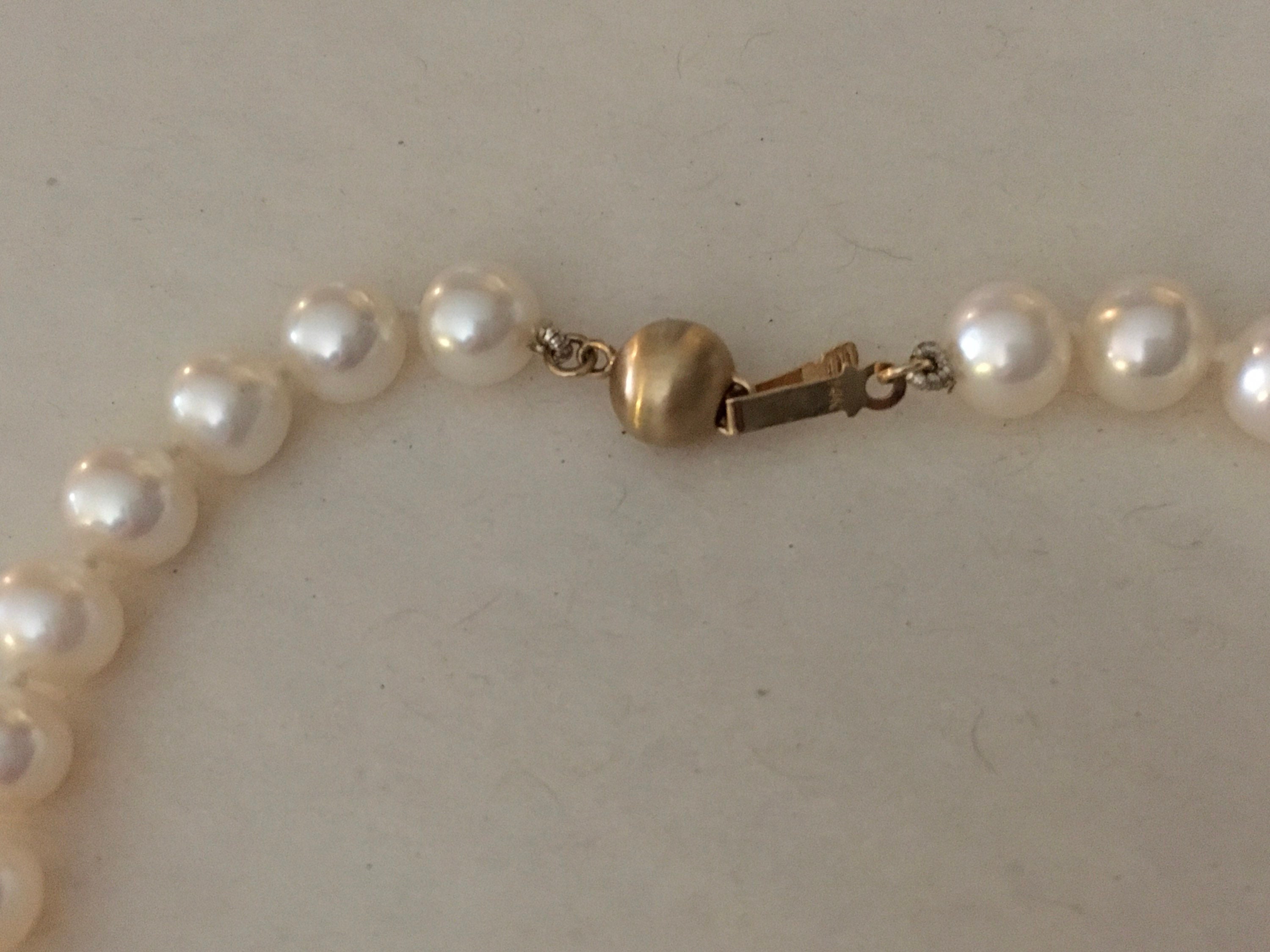 Cultured pearl necklace with 14 carat gold ball clasp Etsy