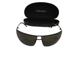vintage black rimless designer sunglasses Gucci GG 2652