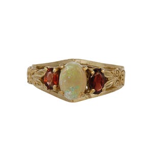 vintage gold opal and garnet ring