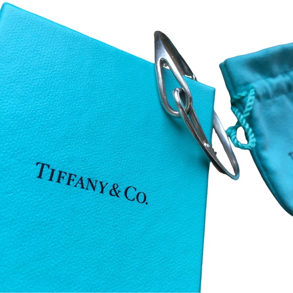 Bracelet jonc à boucle infinie de créateur Tiffany & co vintage avec boîte d'origine