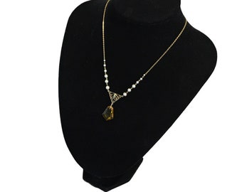 Vintage art nouveau style 9 carat gold and citrine pendant