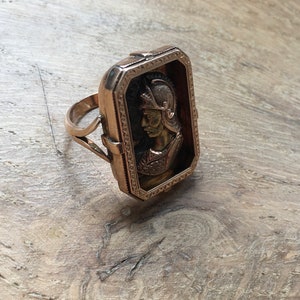 Rare Victorian Solid Gold Embossed Signet Ring Depicting a Roman ...