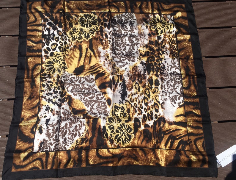 Codello Artigiano designer animal and lace print silk scarf image 1