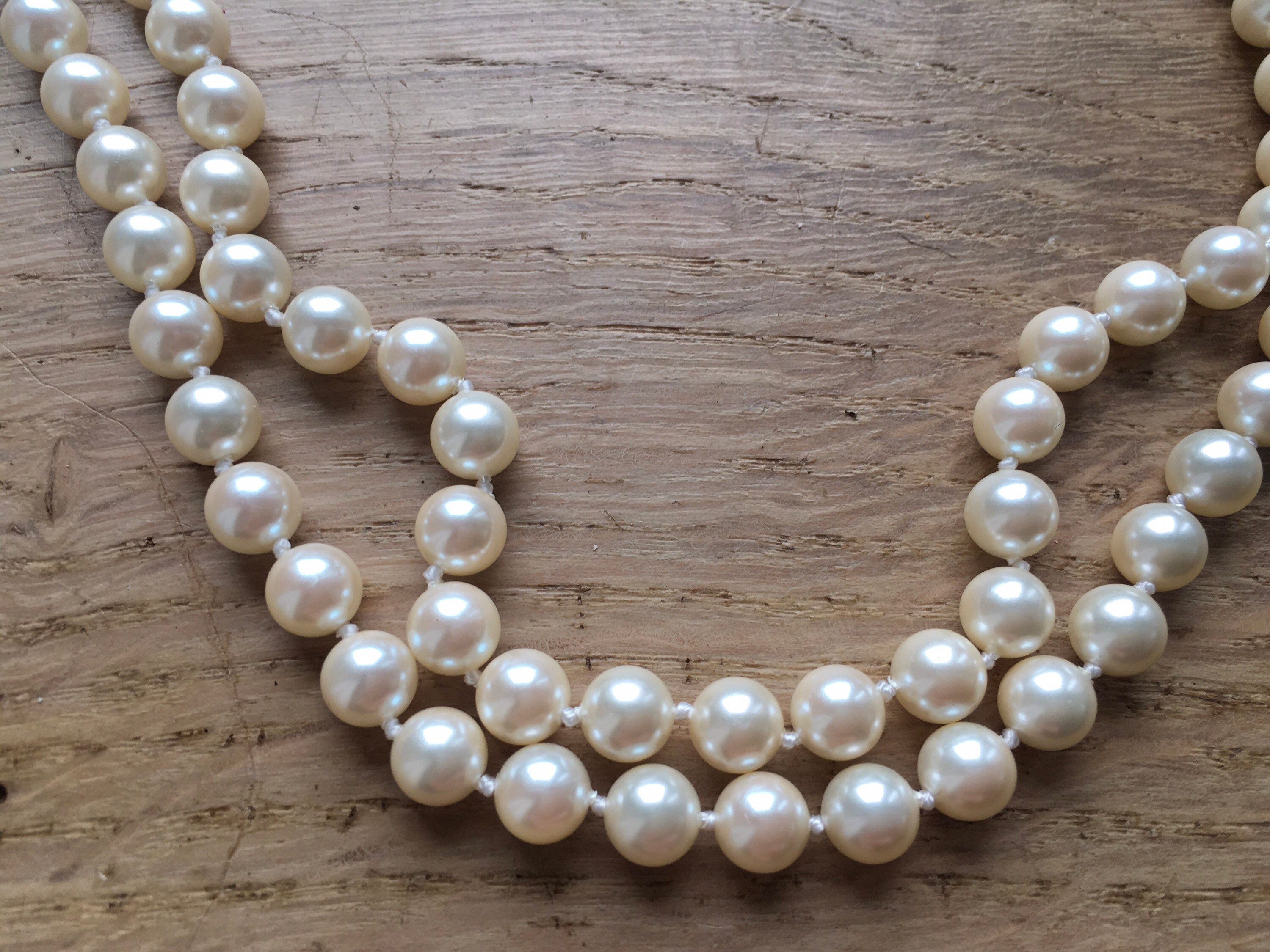 Vintage 1980's Lady Di Style Two Row Cultured Pearl Necklace
