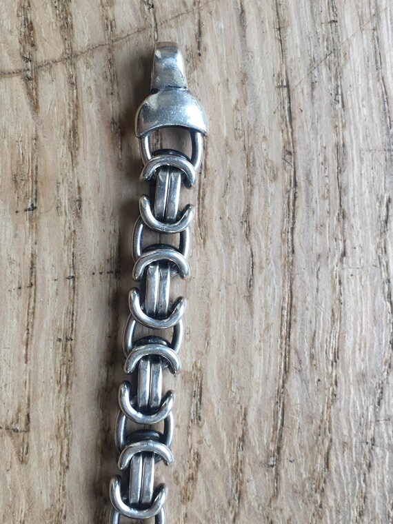 solid chunky fancy link silver bracelet - image 8