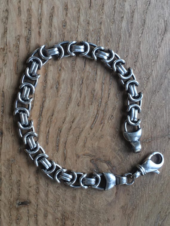 solid chunky fancy link silver bracelet - image 2