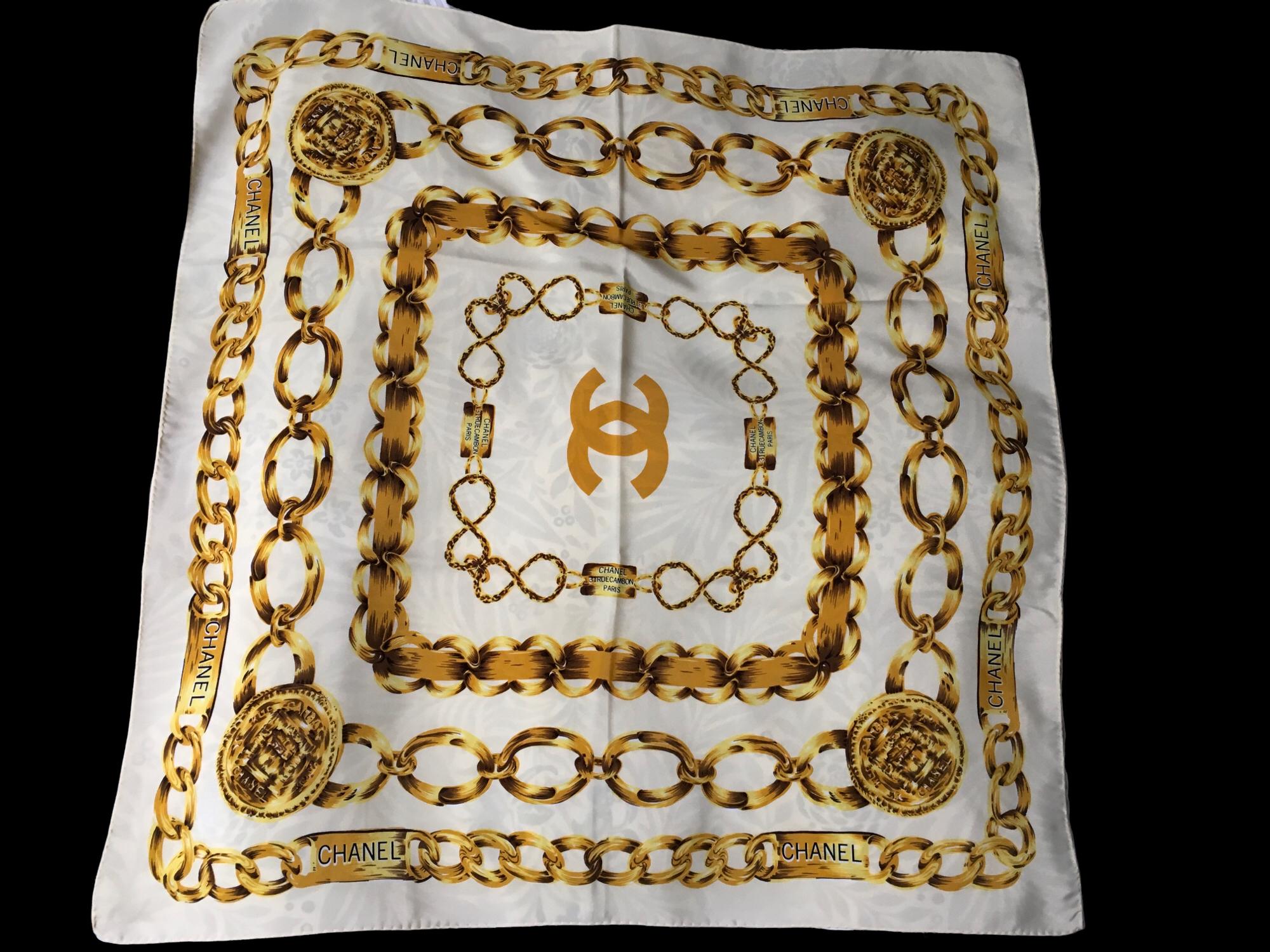 Vintage Designer Chain Link Silk Scarf by Chanel - Etsy Israel