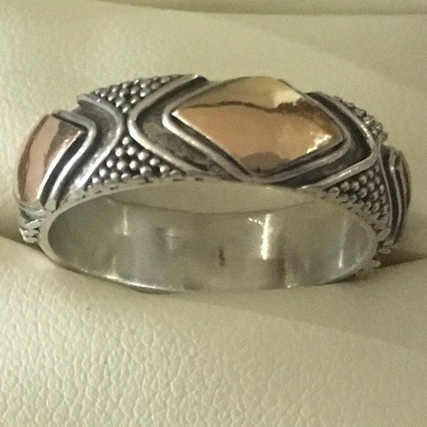 Suarti silver and 18 carat gold band ring made in Bali