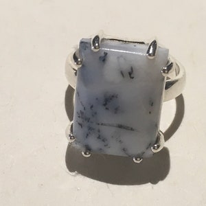 Large Russian Dendritic agate and silver ring