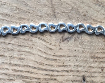 vintage sterling silver heart link bracelet