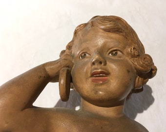 Rare French antique statue of child by Emmanuel Villanis (1858 - 1914)