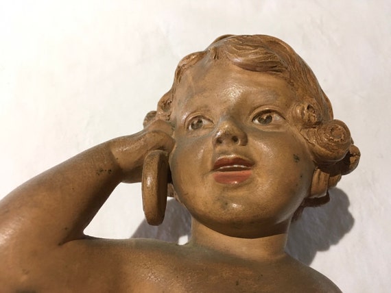 Rare French antique statue of child by Emmanuel Villanis (1858 - 1914)
