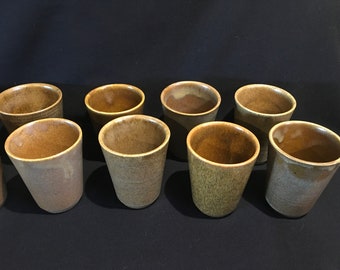 Set of 12 french stoneware tumbler cups