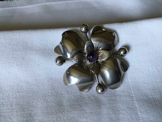 Very large vintage solid silver and  amethyst bro… - image 2