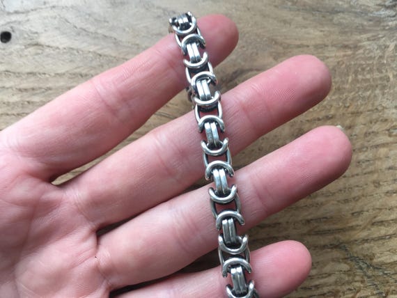 solid chunky fancy link silver bracelet - image 7