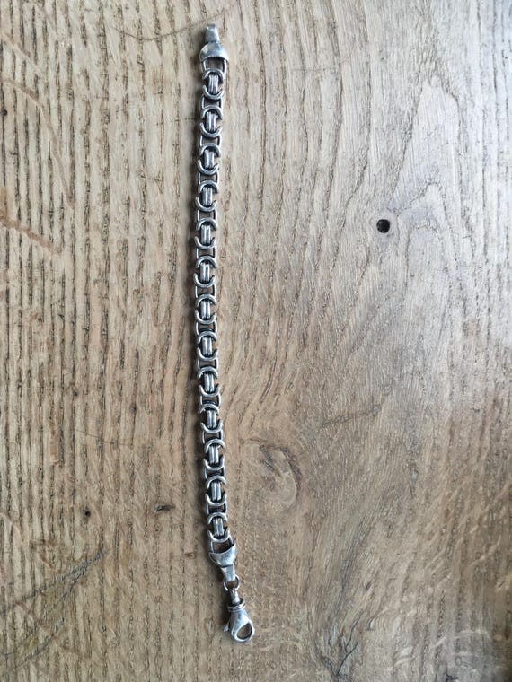 solid chunky fancy link silver bracelet - image 5