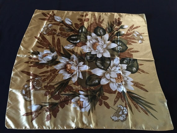 Vintage st Michael Rayon satin flower scarf - image 7