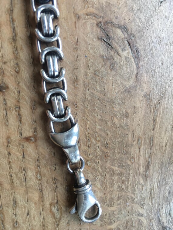 solid chunky fancy link silver bracelet - image 4