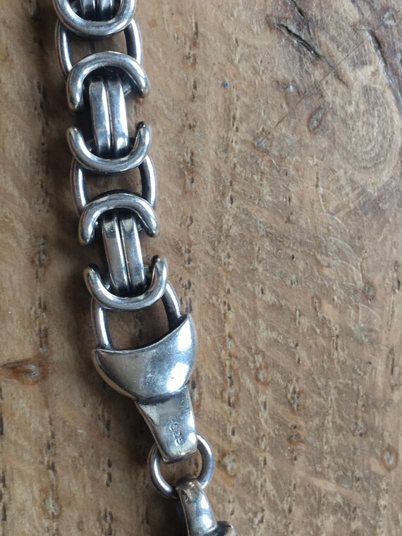 solid chunky fancy link silver bracelet - image 3