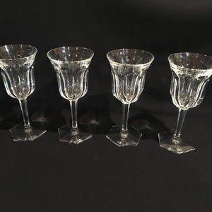 rare set of 4 Baccarat crystal water wine glasses model Malmaison