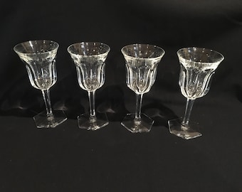 rare set of 4 Baccarat crystal water wine glasses model Malmaison