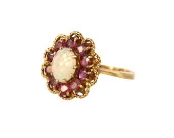 vintage opal ruby and gold cluster ring