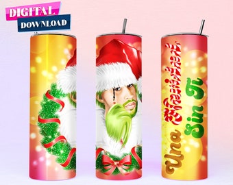 Bad Bunny Christmas Tumbler Wrap Png for Digital Download for Personal & Commercial Use, Una Navidad Sin Ti 20 Oz Skinny Tumbler Design