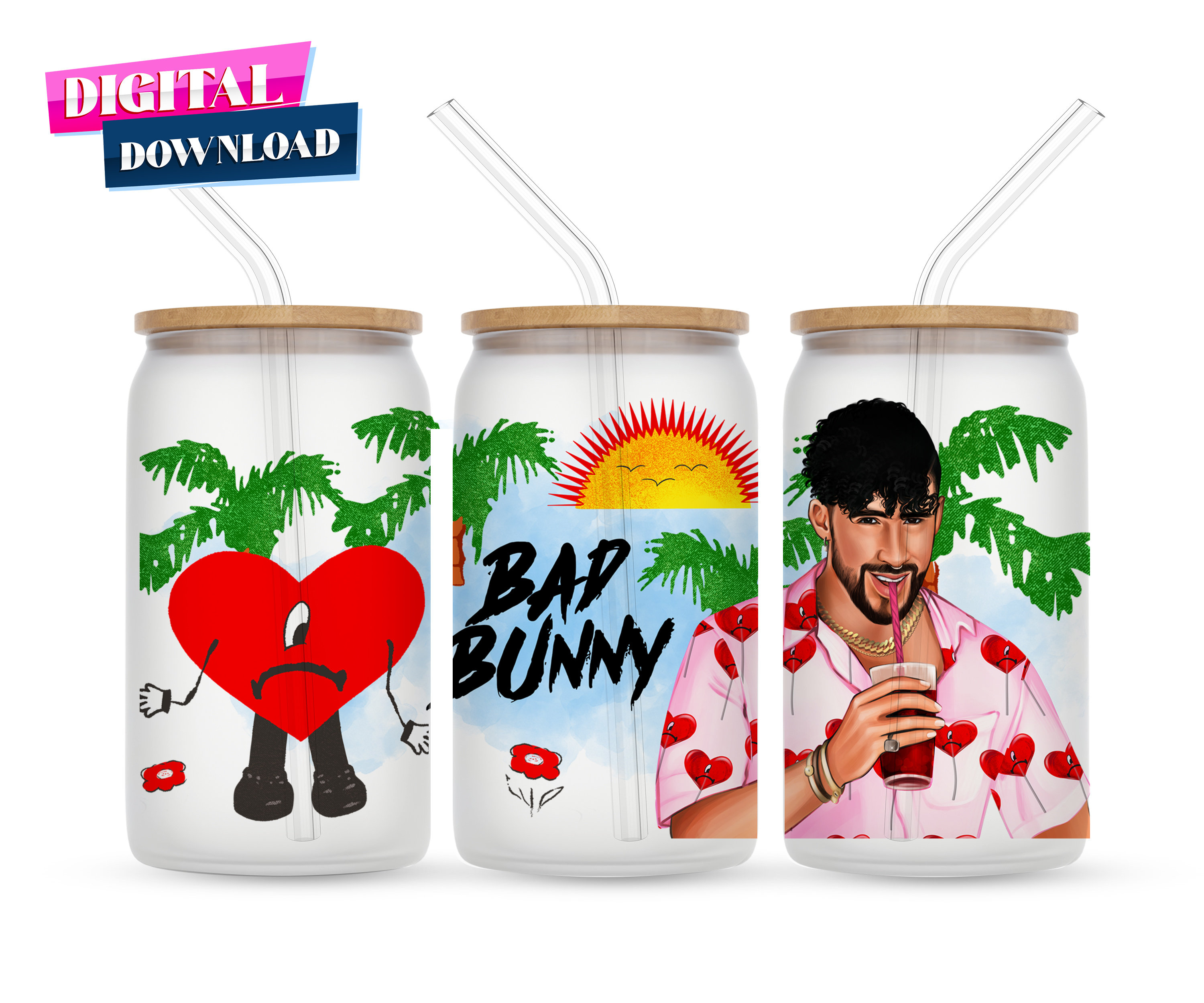 Bad Bunny UVST Album Cover - UVDTF Beer Can Glass Wrap (Ready-to