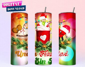 Bad Bunny Christmas Tumbler Wrap Png for Digital Download for Personal & Commercial Use, Una Navidad Sin Ti 20 Oz Skinny Tumbler Design