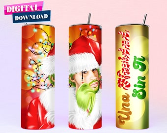 Bad Bunny Christmas Tumbler Wrap Png for Digital Download for Personal & Commercial Use, Una Navidad Sin Ti 20 Oz Skinny Tumbler Design