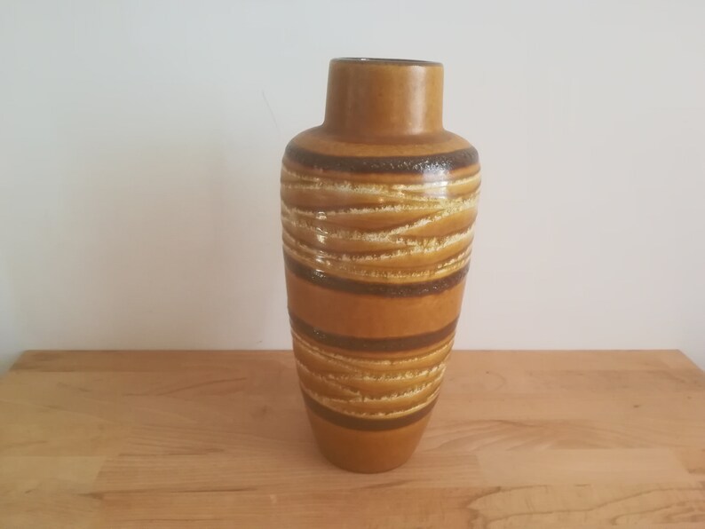 Mid century stylish ocher yellow West German vase 517-30