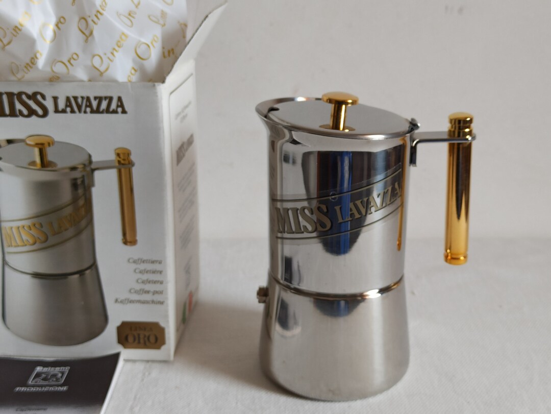 LAVAZZA Stovetop Moka Pot Named Miss Lavazza, Made by Balzano Italy