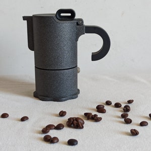 Quirky rare Morinox stovetop moka pot, vintage espresso maker antracite, made in Italy