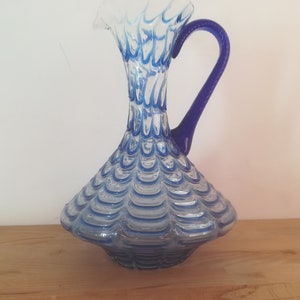 Early florentine glass jug hand-blown made in Italy