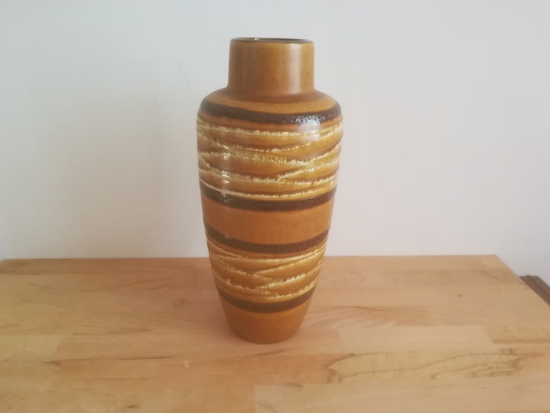 Mid century stylish ocher yellow West German vase 517-30
